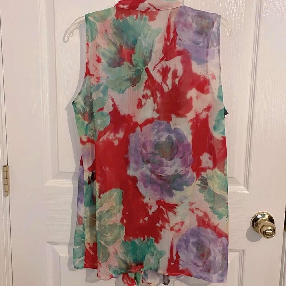 Multi Colored Sheer Sleeveless Button Front. Size… - image 4